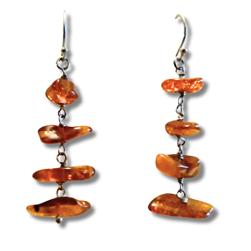 Click to view detail for HW-2601 Earrings, Cognac 4 Graduated Nuggest Dangles $30